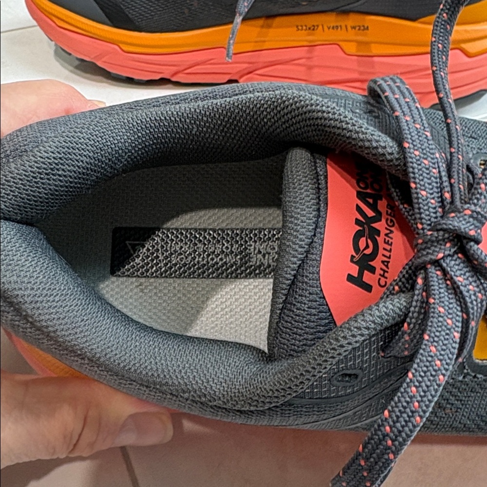 Hoka One One Challenger ATR 6 Gray and Orange Athletic Shoes size Women’s size 8 - Picture 5 of 11